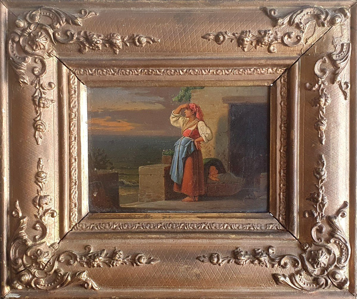 Thomas Fearnley Neapolitan And Child Italy Oil On Zinc Norwegian Painter Circa 1834-photo-4