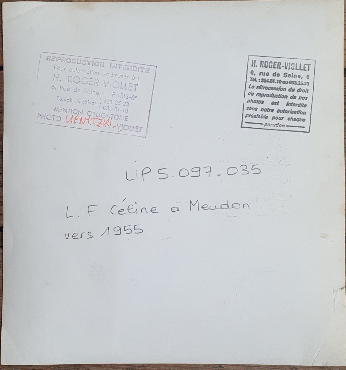 Portrait De Louis Ferdinand Céline Par Boris Lipnitzki à Meudon En 1955 Tirage Argentique -photo-1