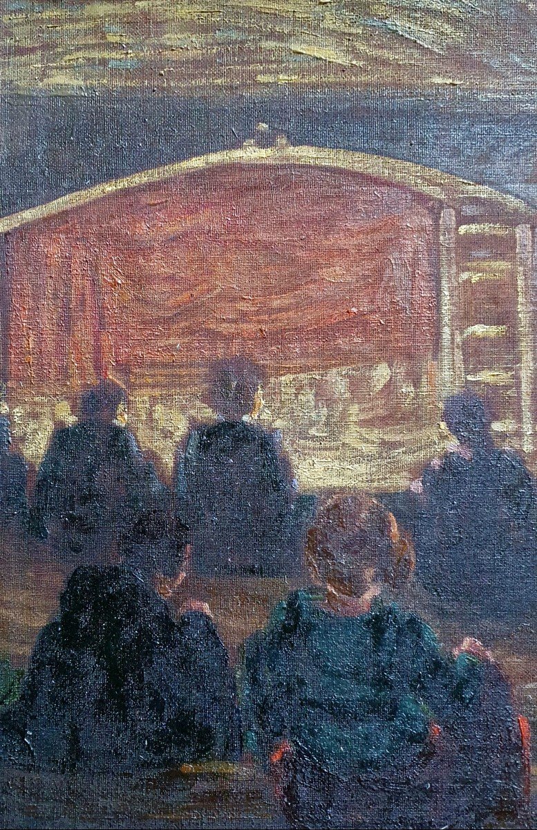 Adrien Godien The Antoine Theater Parisian Scene Oil On Canvas Salon 1899-photo-4