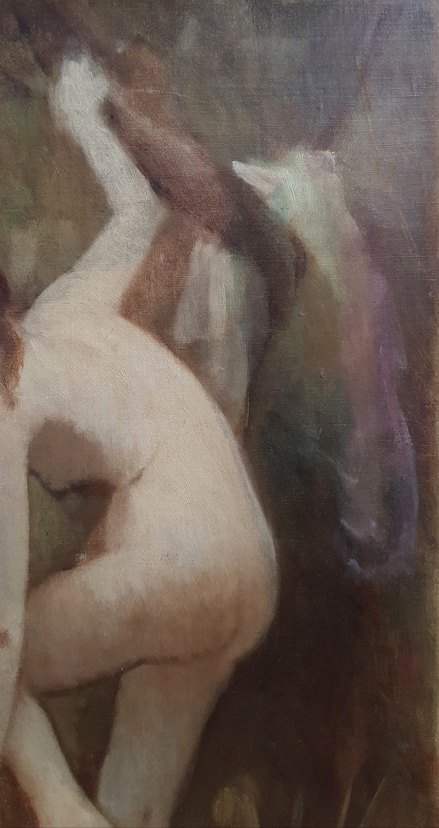 Sketch Naked Woman Late Nineteenth Century Oil On Canvas-photo-4