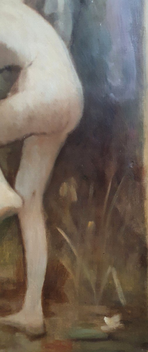 Sketch Naked Woman Late Nineteenth Century Oil On Canvas-photo-1