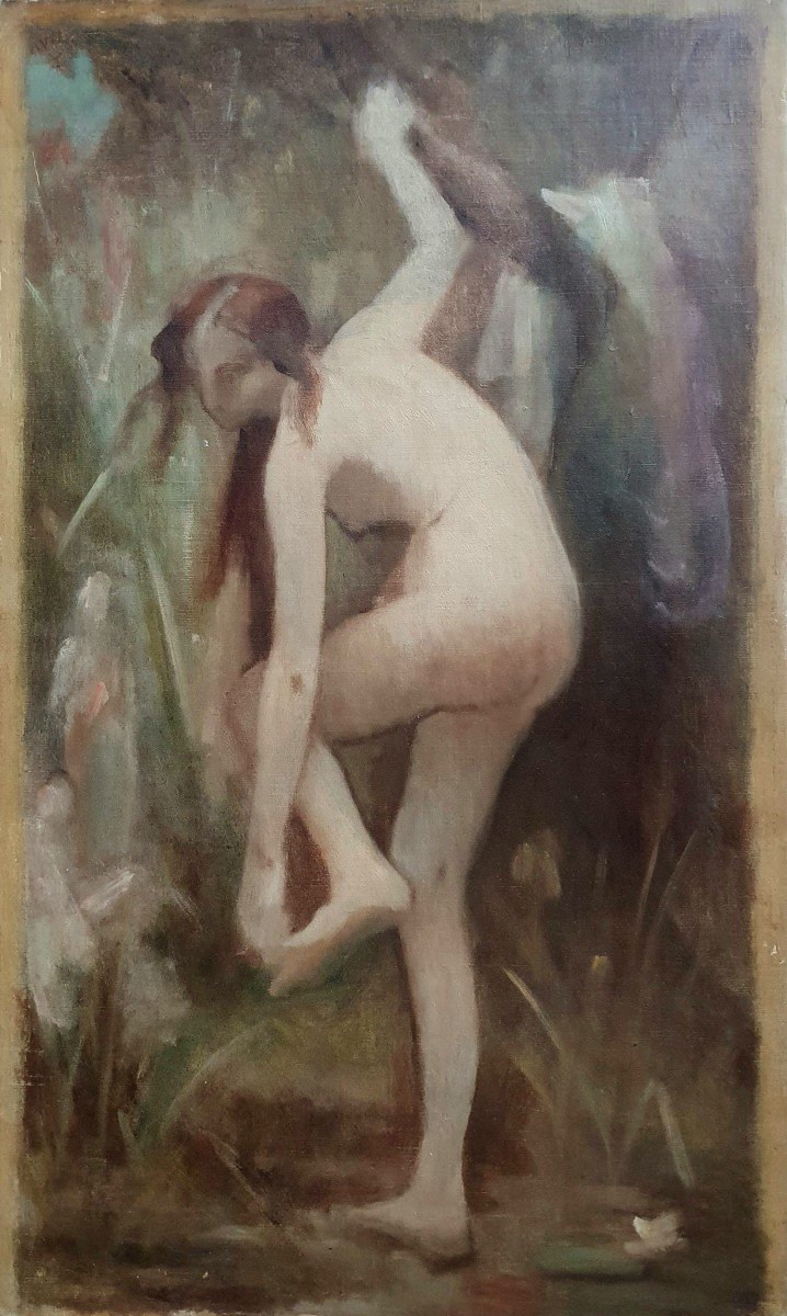 Esquisse Femme Nue Fin Du XIXème Siècle Huile Sur Toile