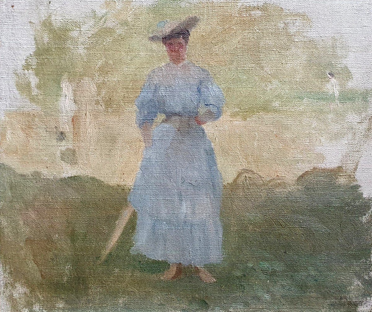 Ernest Quost Portrait d'Une Femme Huile Toile Impressionniste 