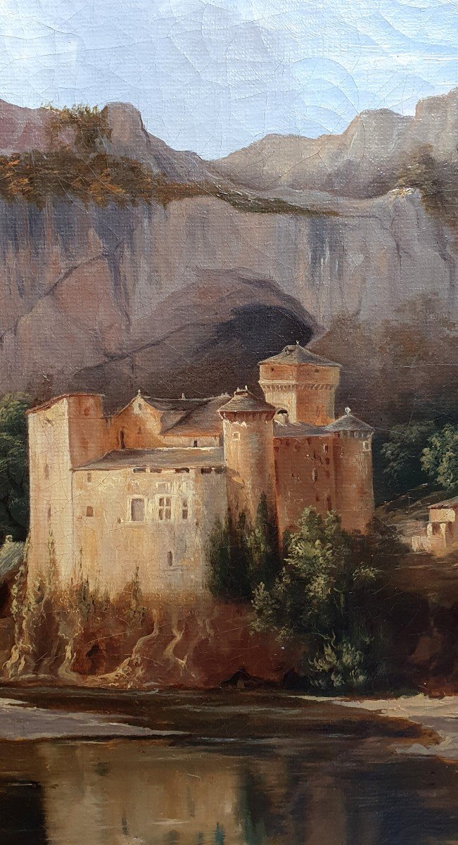 Jacques Raymond Brascassat Château De La Caze Huile Sur Toile Circa 1840 Lozère Tarn-photo-3