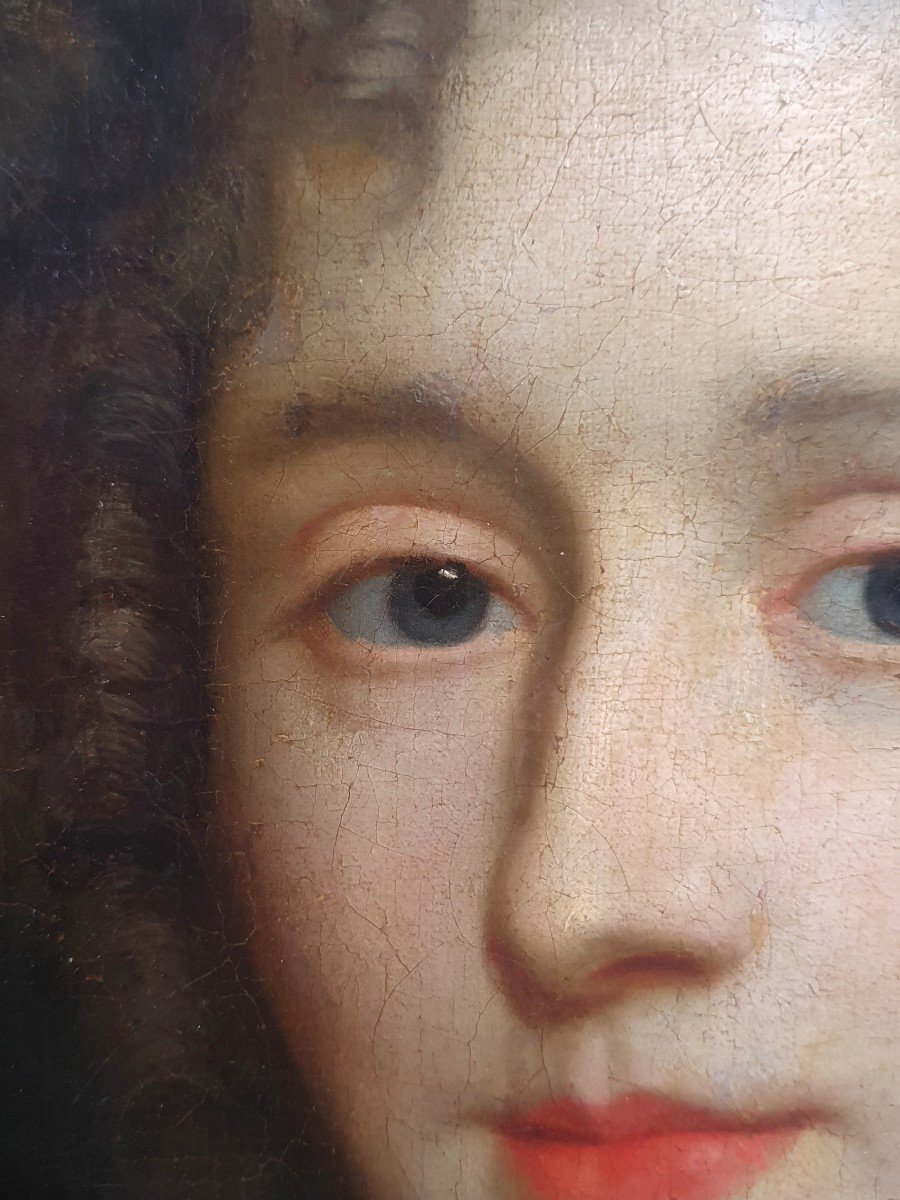 Portrait De Femme à La Perle Du XVIIème Siècle Huile Sur Toile -photo-2