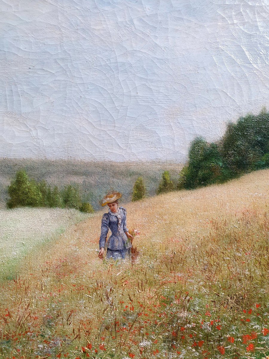 Woman In A Poppy Field Pierre-arthur Gaillard Oil Canvas Impressionism 1893-photo-3