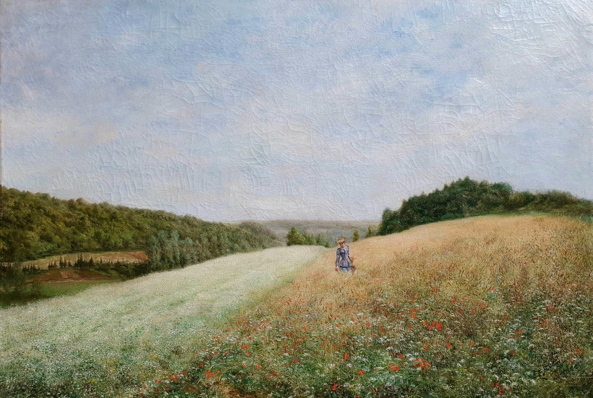 Woman In A Poppy Field Pierre-arthur Gaillard Oil Canvas Impressionism 1893