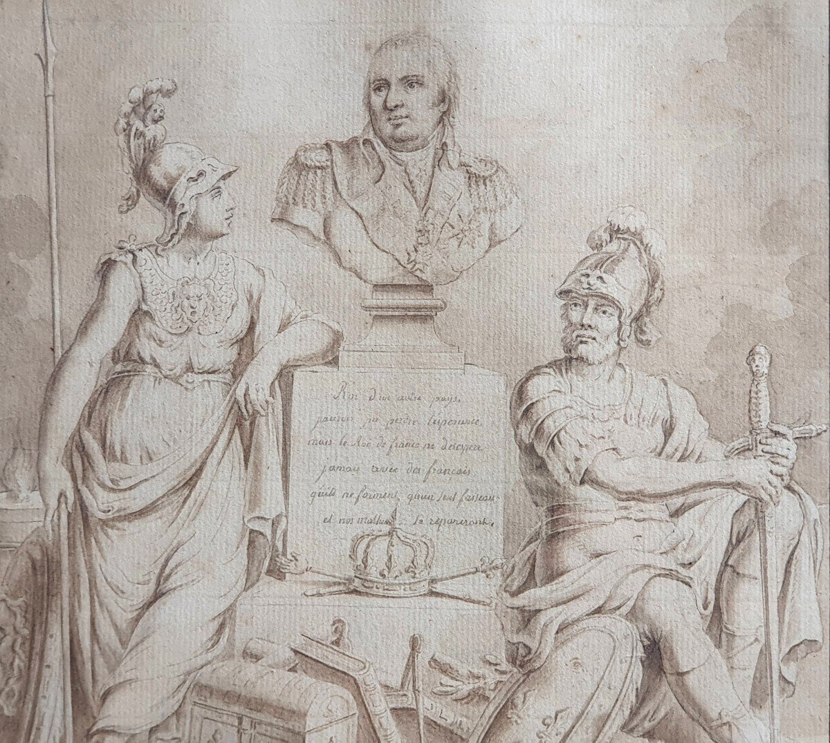 Louis XVIII Lavis Drawing From The Beginning Of The XIXth Century-photo-2