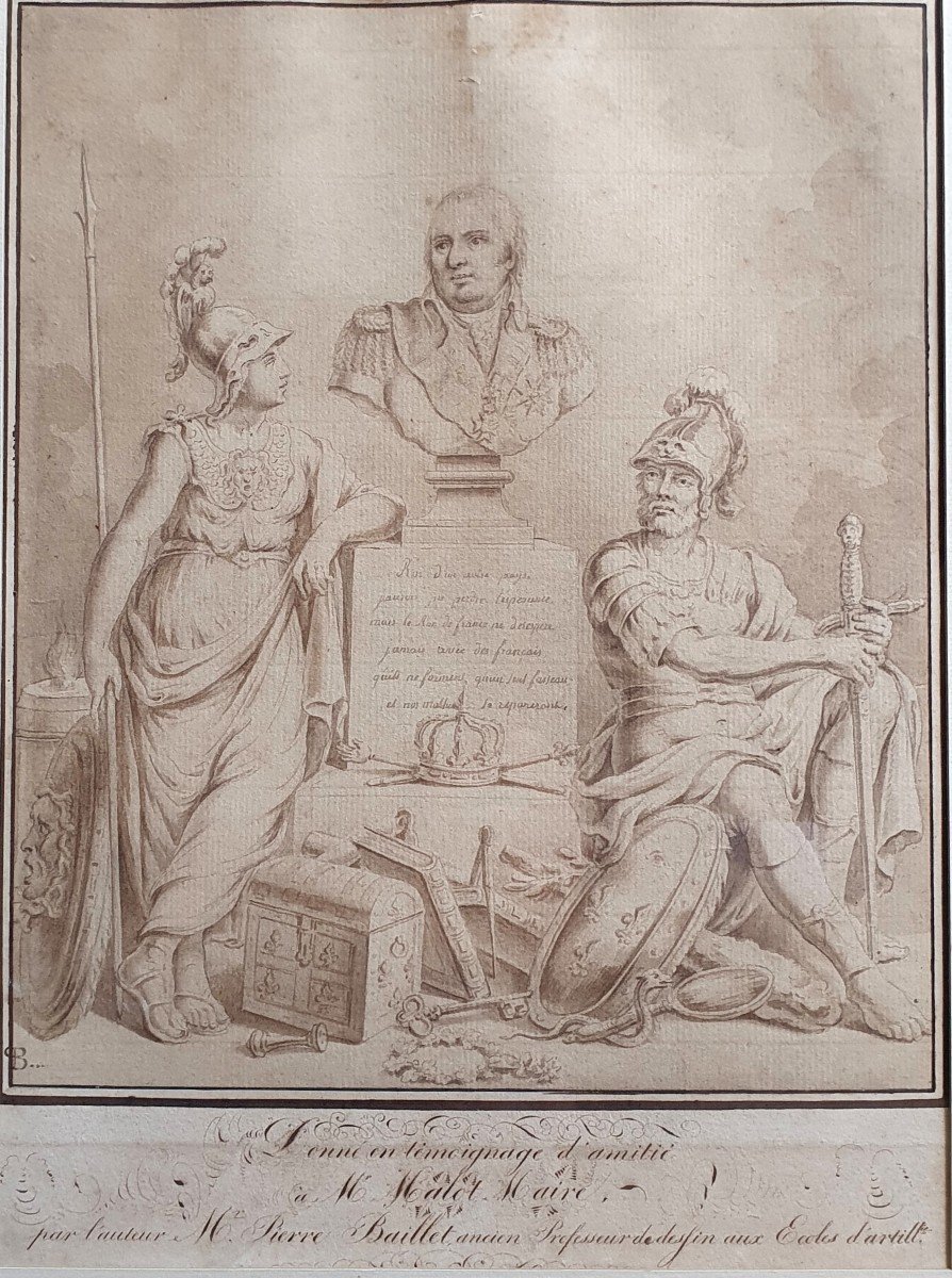 Louis XVIII Lavis Drawing From The Beginning Of The XIXth Century-photo-3
