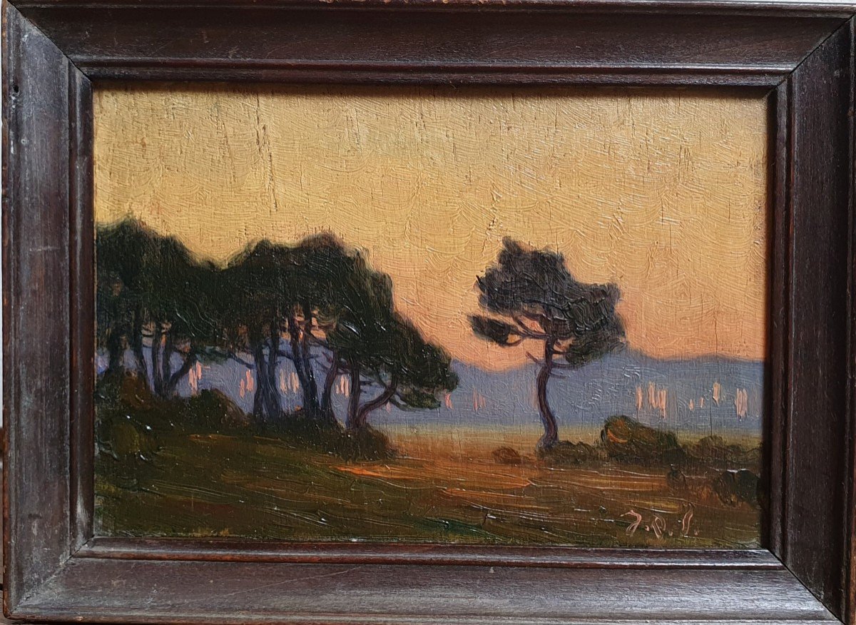 Jean Roger Sourgen Le Lac d'Hossegor Huile Sur Panneau Les Landes Crépuscule -photo-2