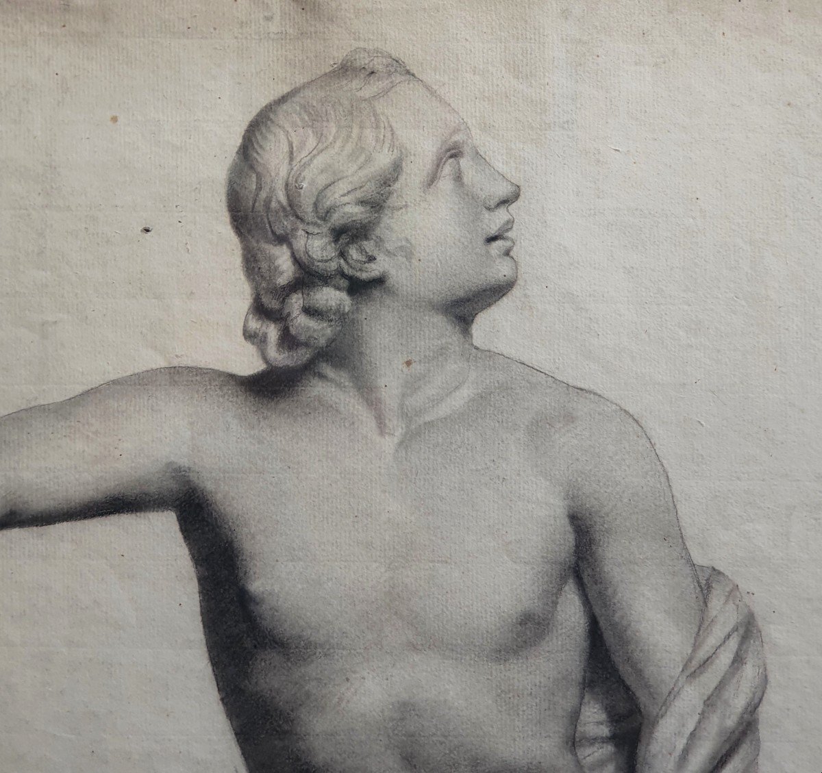 Large Drawing Sculpture Naked Man End Of The Eighteenth Century Academy-photo-4