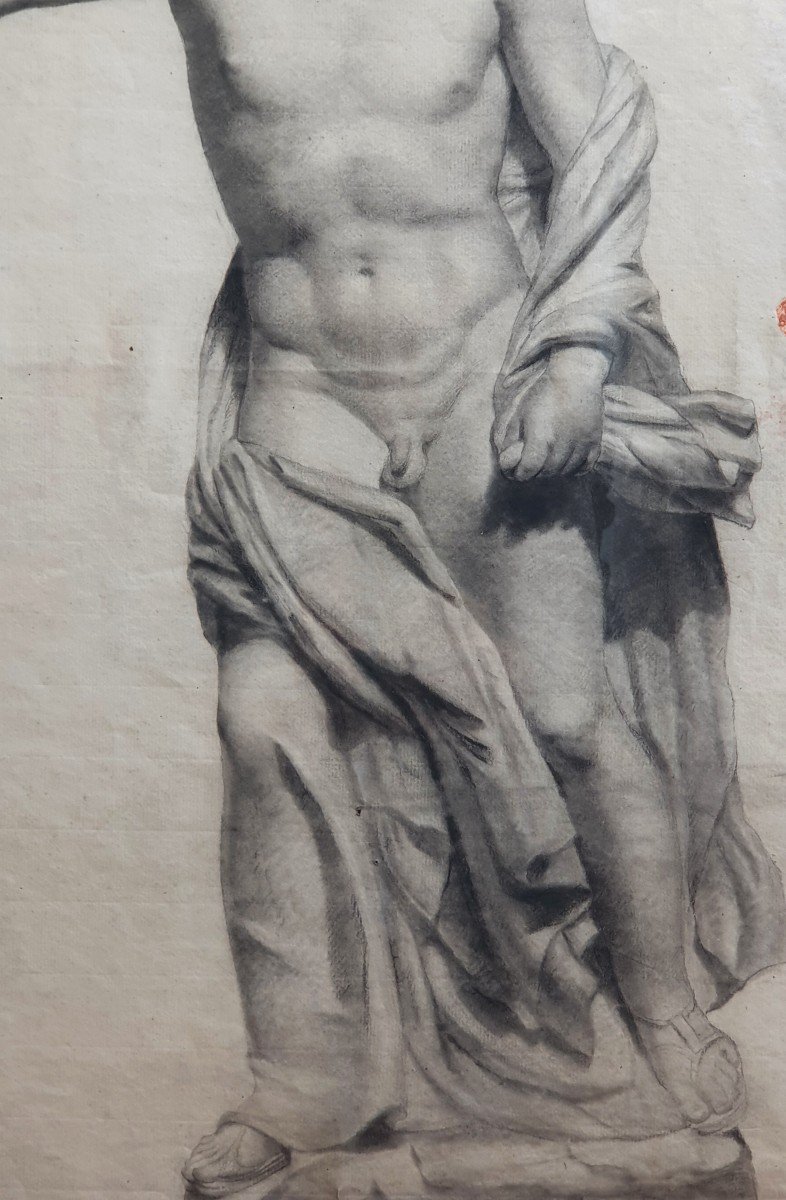Large Drawing Sculpture Naked Man End Of The Eighteenth Century Academy-photo-1