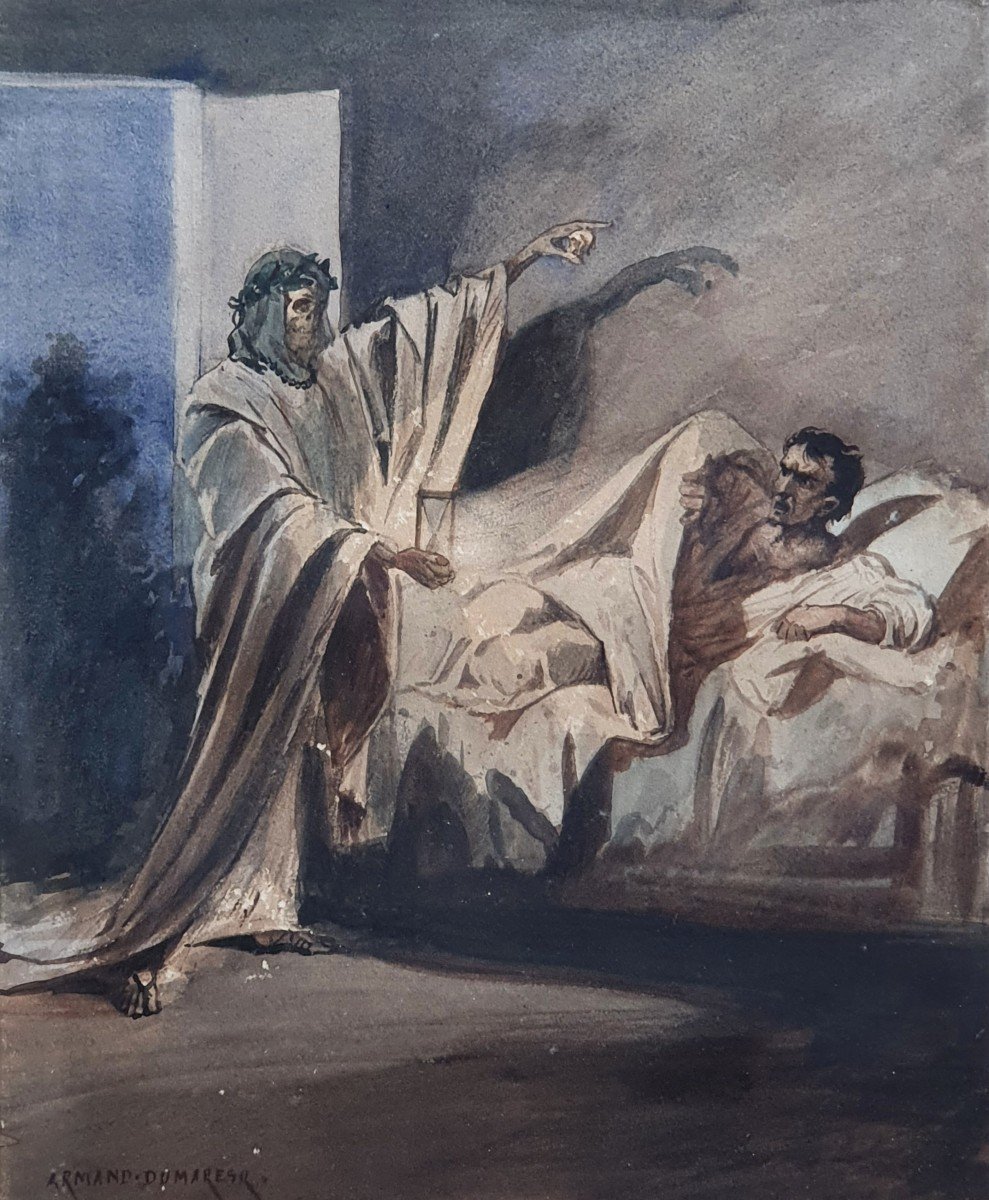 Charles Edouard Armand Dumaresq Death Watercolor And Ink Circa 1860 Frame