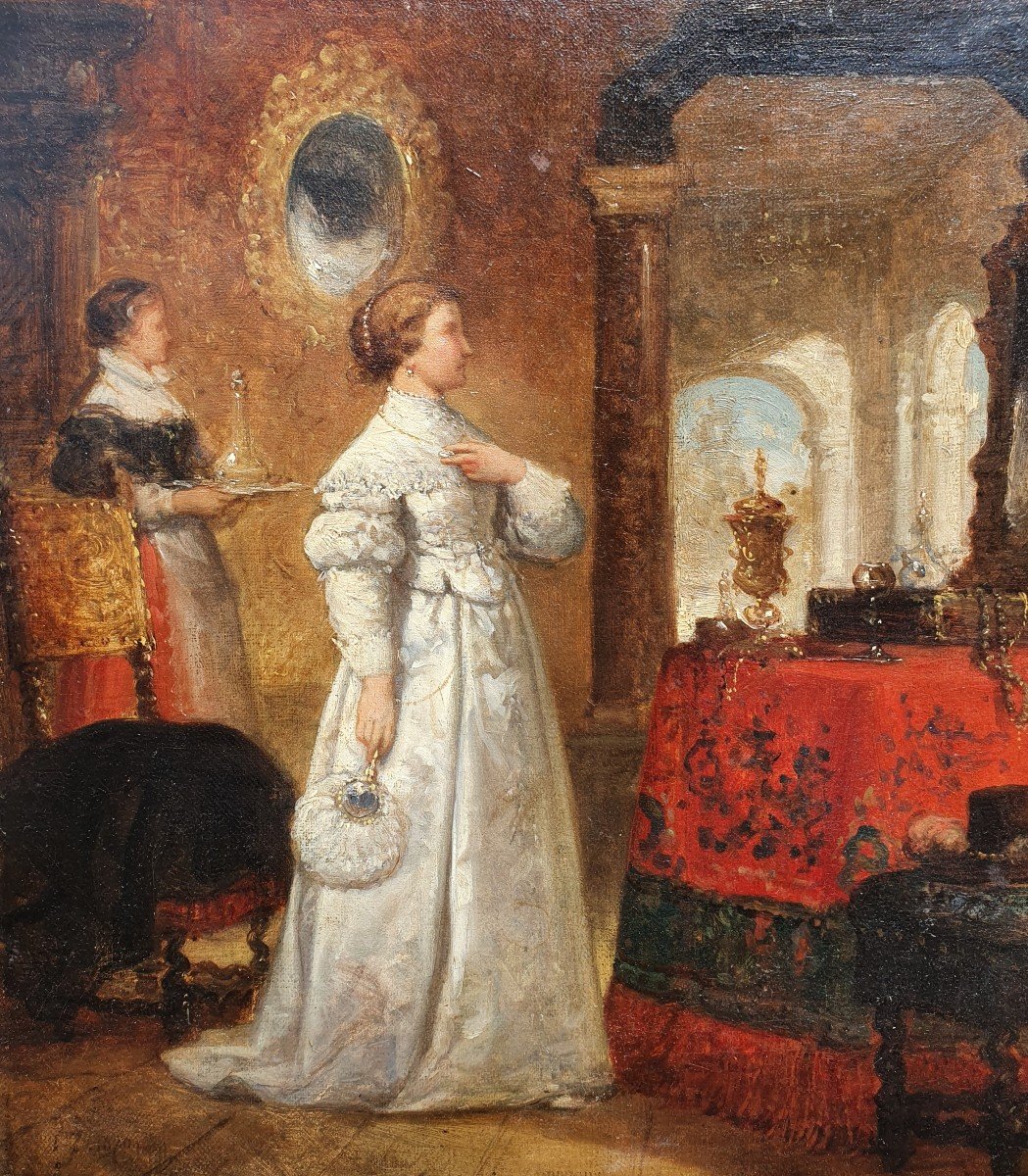 Hendrik Frans Schaefels The Woman With Jewelry Belgian School 1870-photo-3