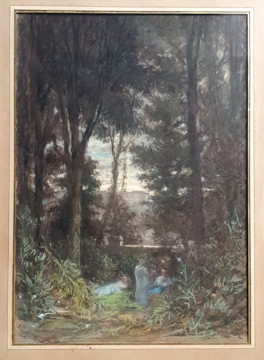 Jean-françois Brémond (1807-1868) Scène Antique Italie Pastel Ou Craie Grasse -photo-2