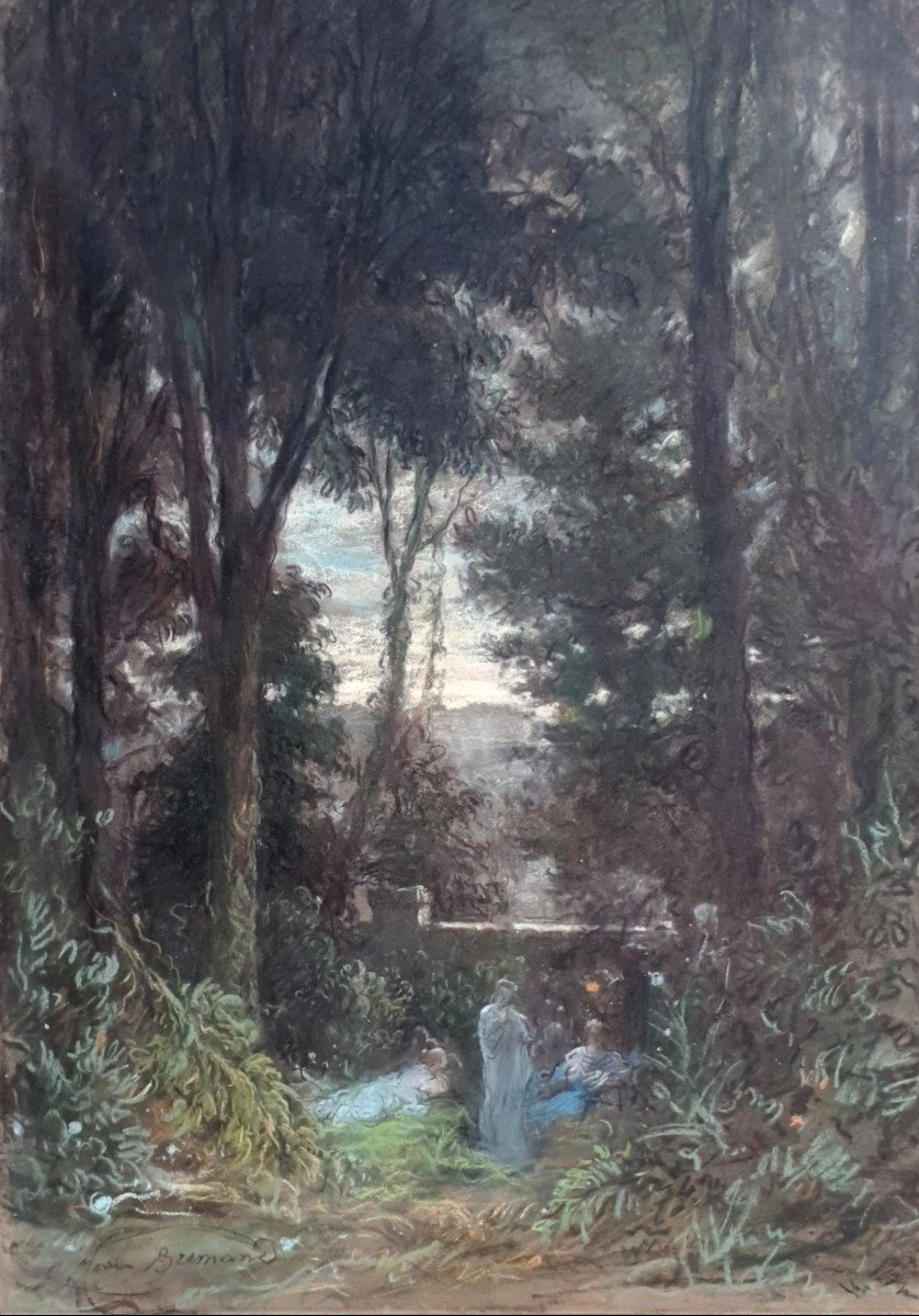 Jean-françois Brémond (1807-1868) Scène Antique Italie Pastel Ou Craie Grasse 