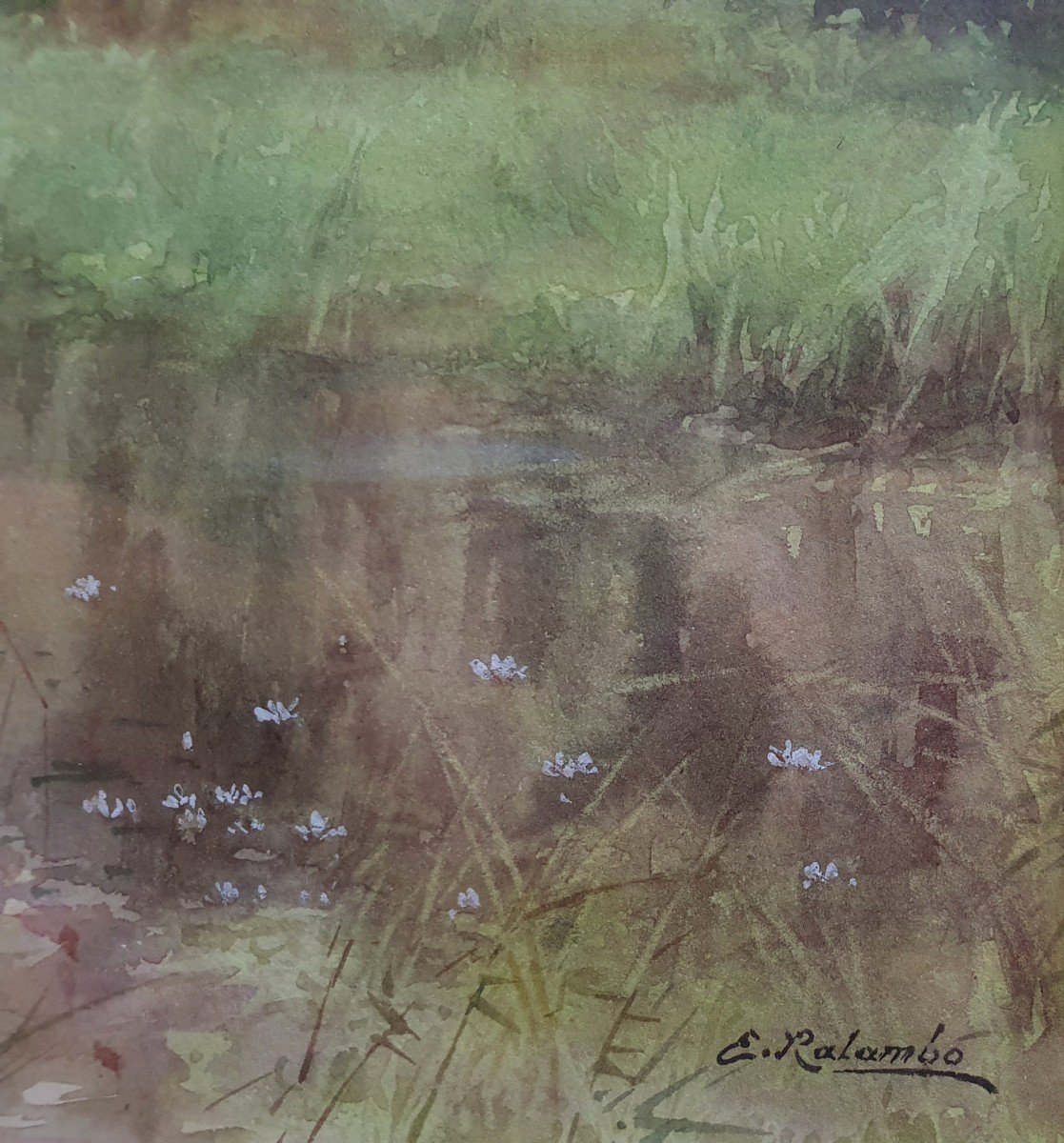 Emile Ralambo Scène Animée Lac à Madagascar Aquarelle Et Gouache Début XXème Siècle-photo-2