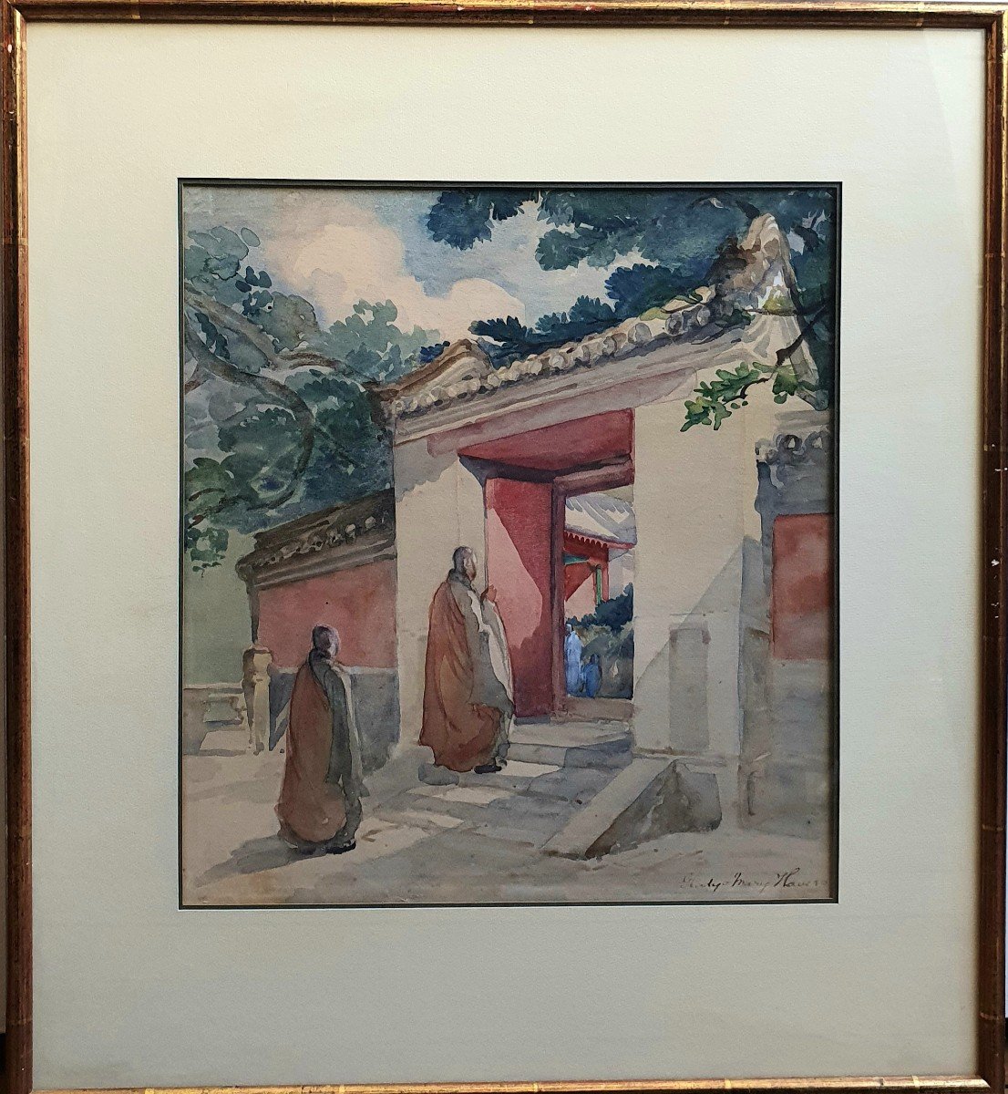 Gladys Mary Havers Buddhist Temple In Japan Watercolor Buddhism-photo-2