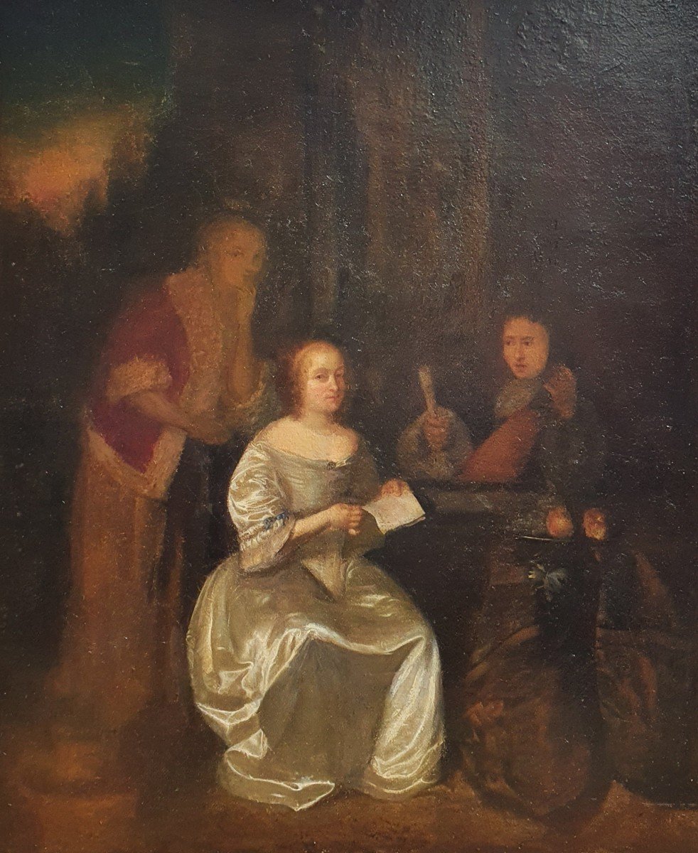 Woman With Letter Oil On Canvas 18th Century School
