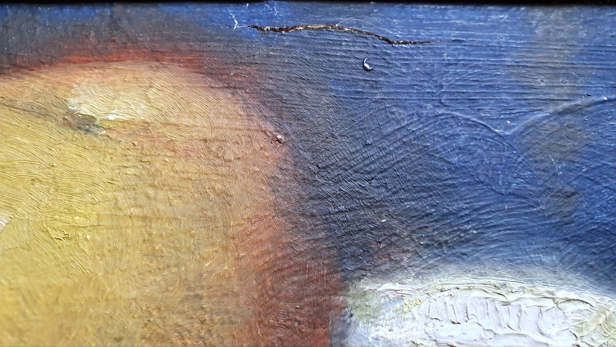 Augustin Zwiller Nature Morte Aux Pommes Huile Sur Carton -photo-1