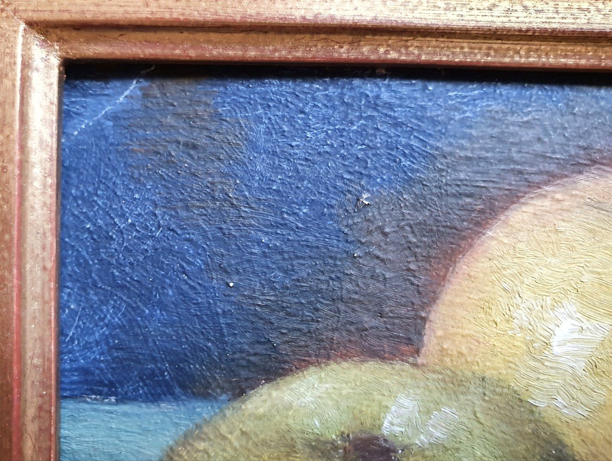 Augustin Zwiller Nature Morte Aux Pommes Huile Sur Carton -photo-2