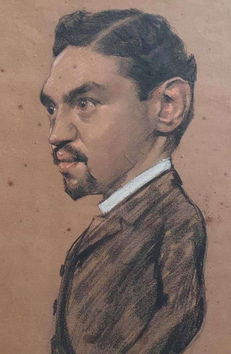Portrait d'Homme à La Canne Signé Stevens 1889 Caricature -photo-3