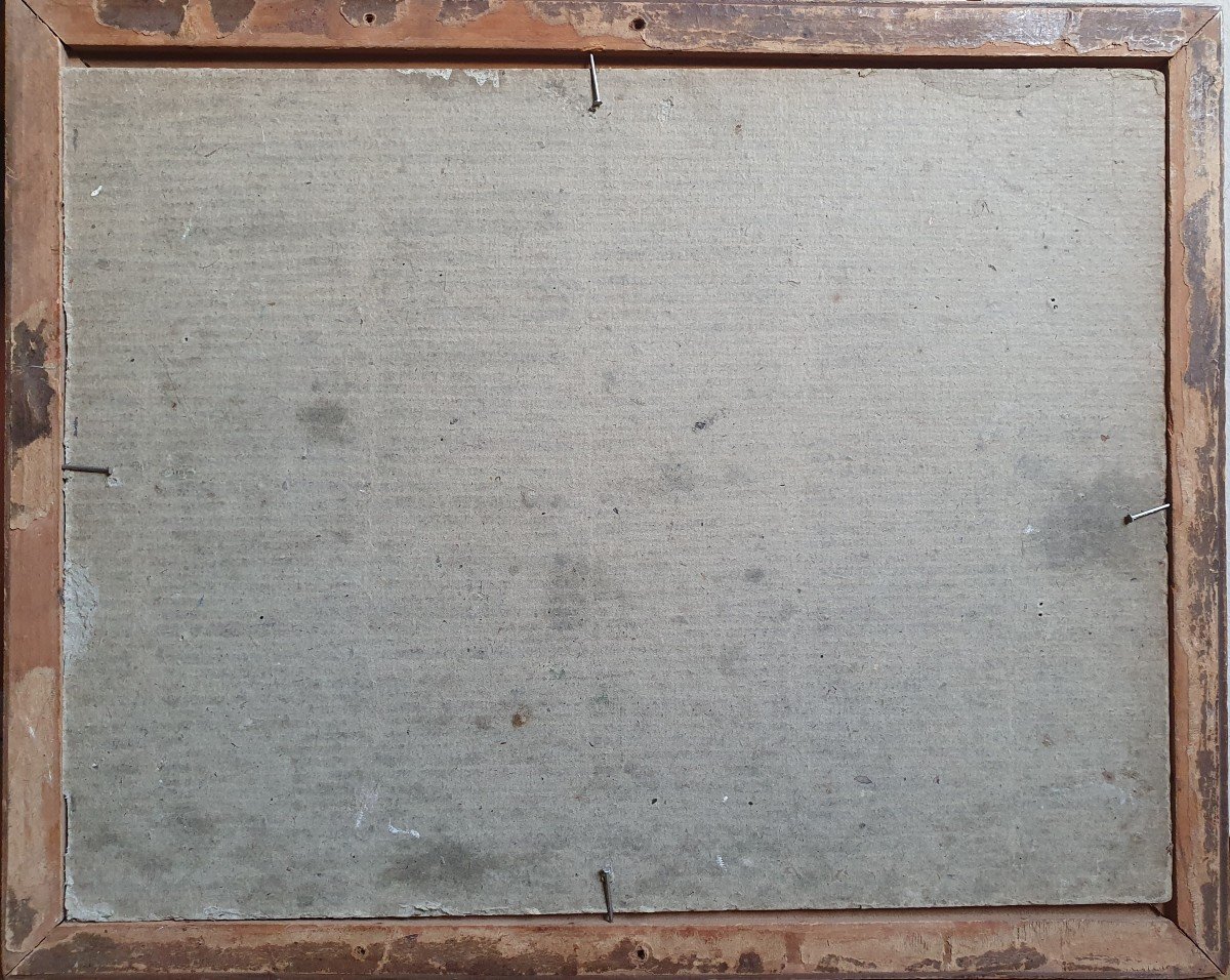 L'interieur d'Un Appartement De Collectionneur Huile Sur Carton Début Du XXème Siècle-photo-1