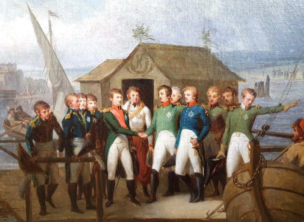 Entrevue Des Empereurs Napoléon Ier Et Alexandre Ier Sur Le Niémen Huile Sur Toile Circa 1810-photo-3