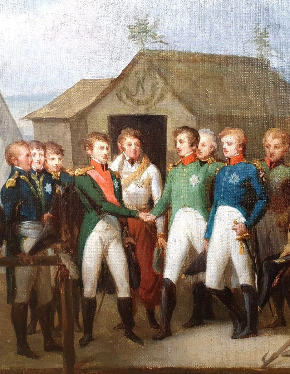 Entrevue Des Empereurs Napoléon Ier Et Alexandre Ier Sur Le Niémen Huile Sur Toile Circa 1810-photo-4