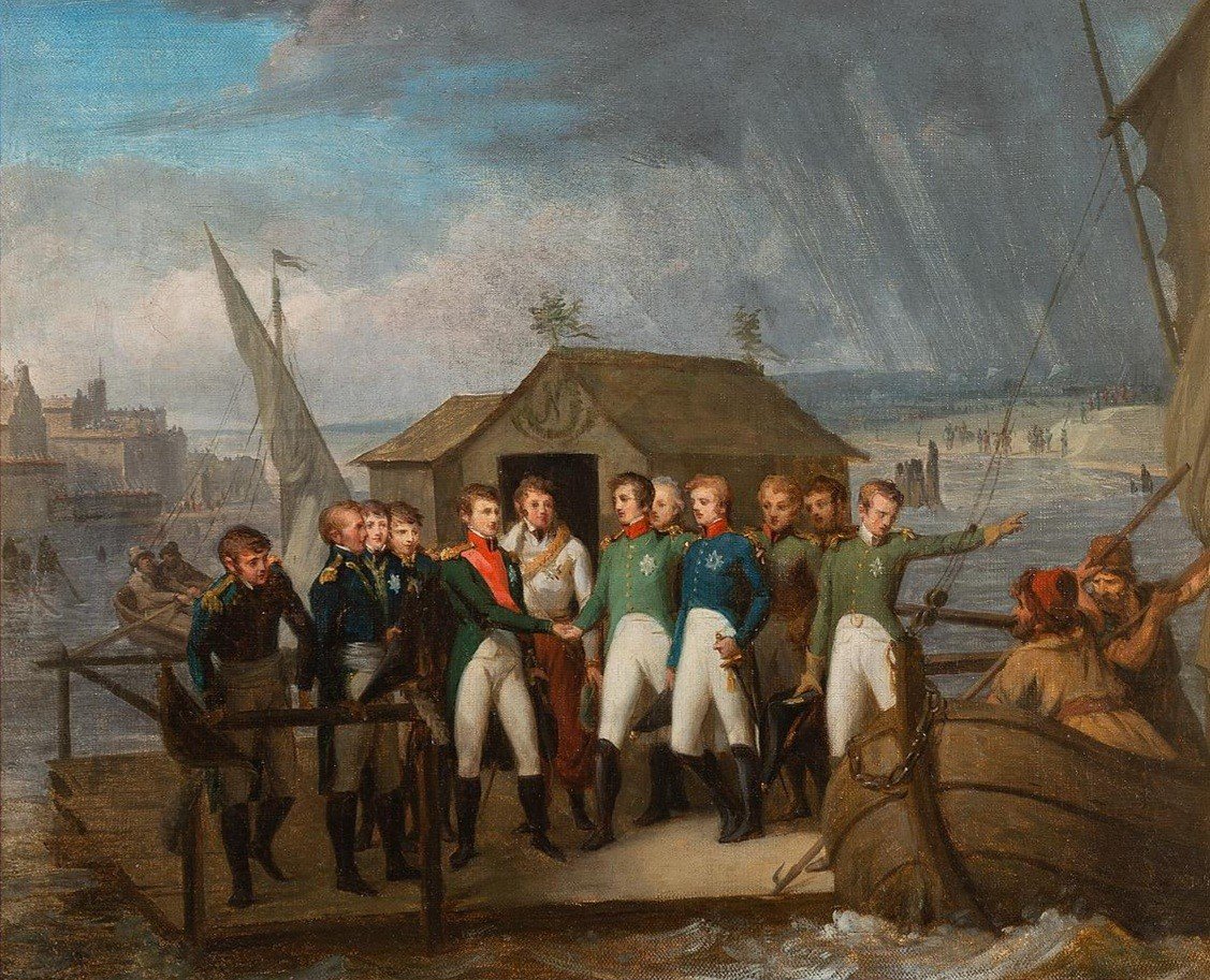 Entrevue Des Empereurs Napoléon Ier Et Alexandre Ier Sur Le Niémen Huile Sur Toile Circa 1810