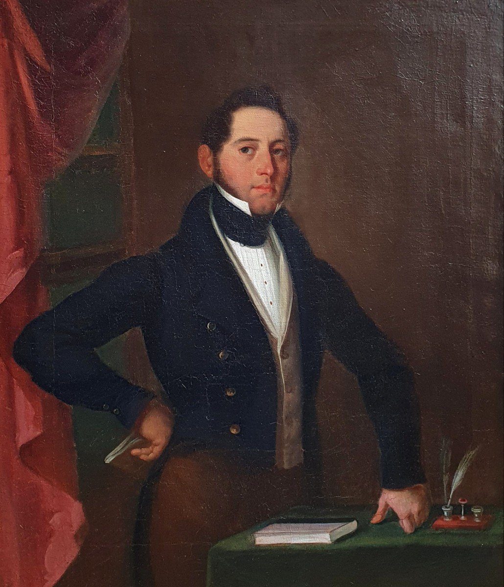 Portrait Of A Man At His Desk Around 1830 Oil On Canvas