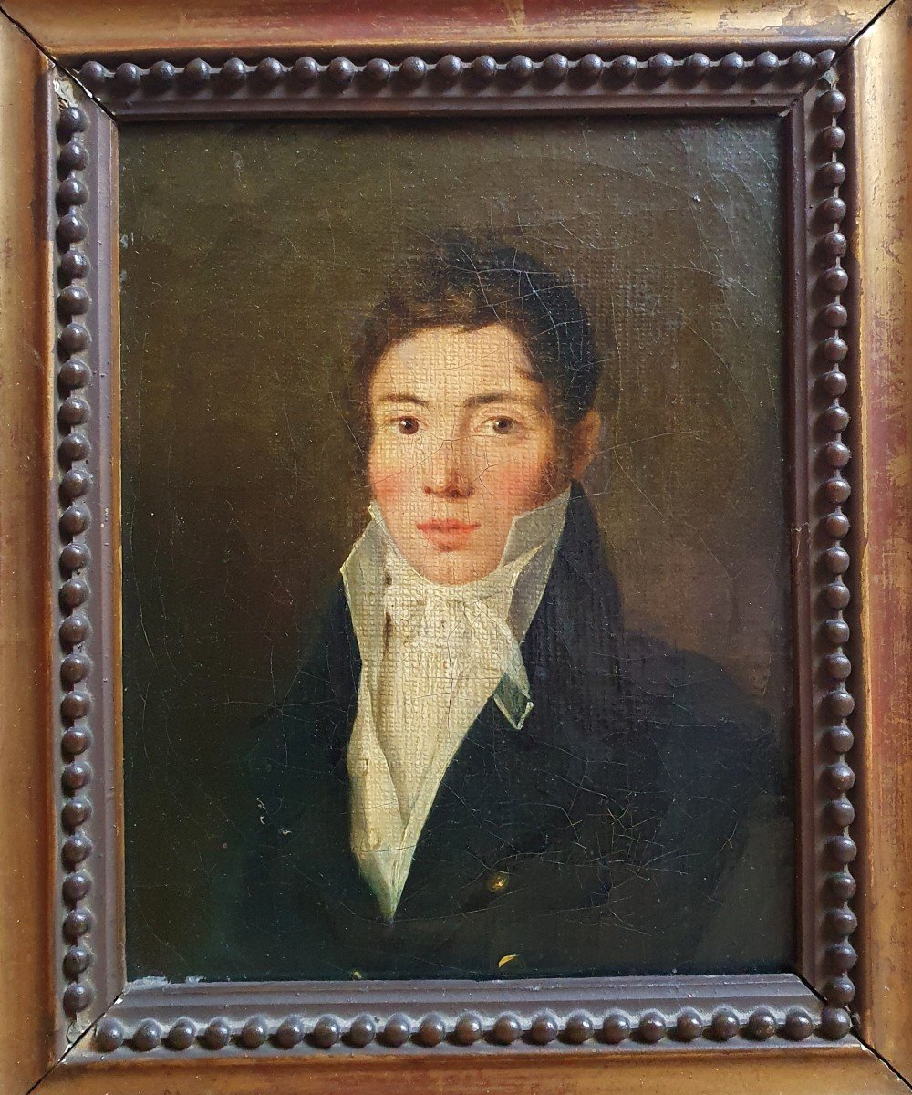 Portrait Of Young Man Oil On Canvas Early 19th Century In The Taste Of Boilly -photo-4