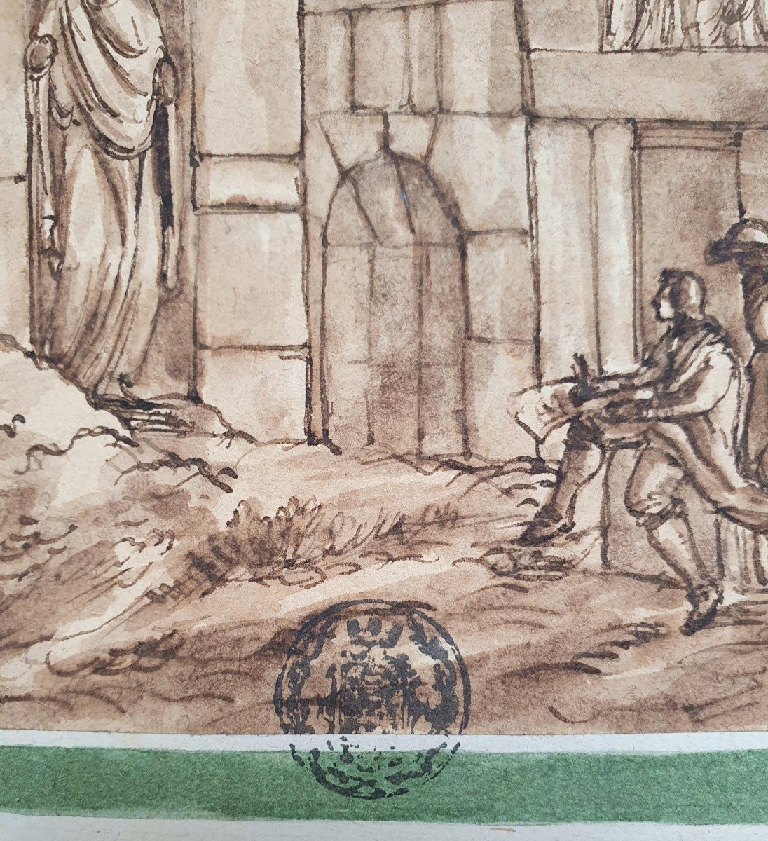 Designer In Roman Ruins Drawing From The 18th Century Collectible Stamp-photo-4