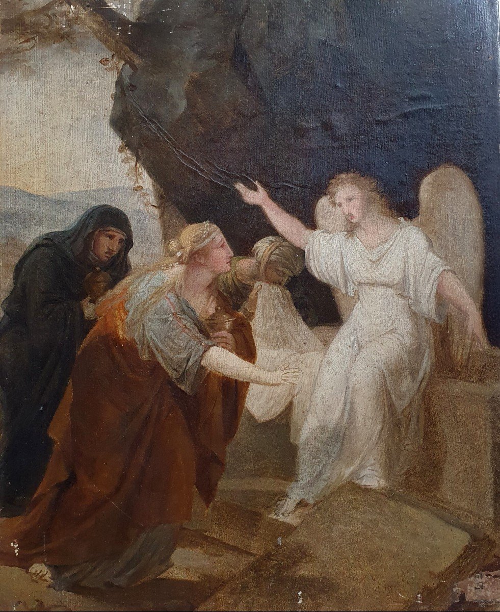 An Angel Announces The Resurrection Oil On Paper Early 19th Century 