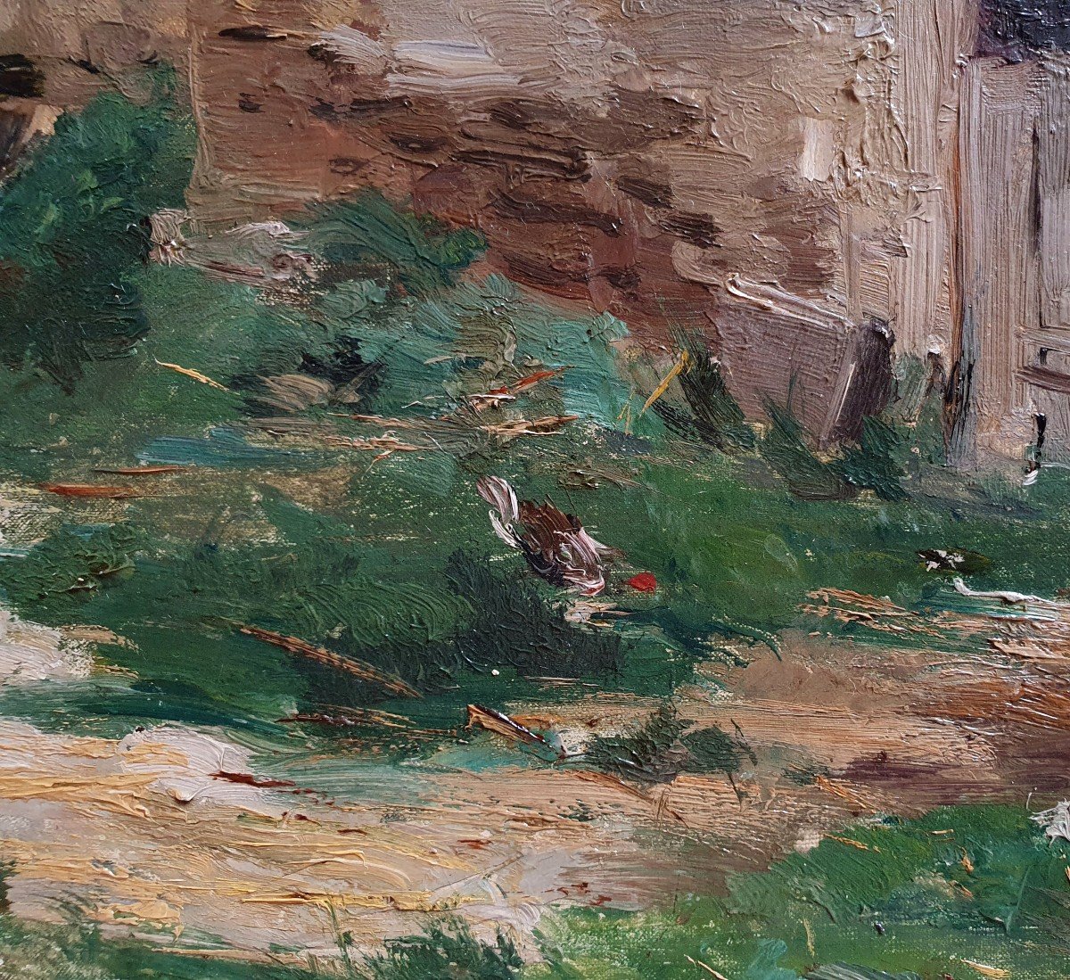 Animated Village View Oil On Canvas Late 19th Century Impressionism -photo-4