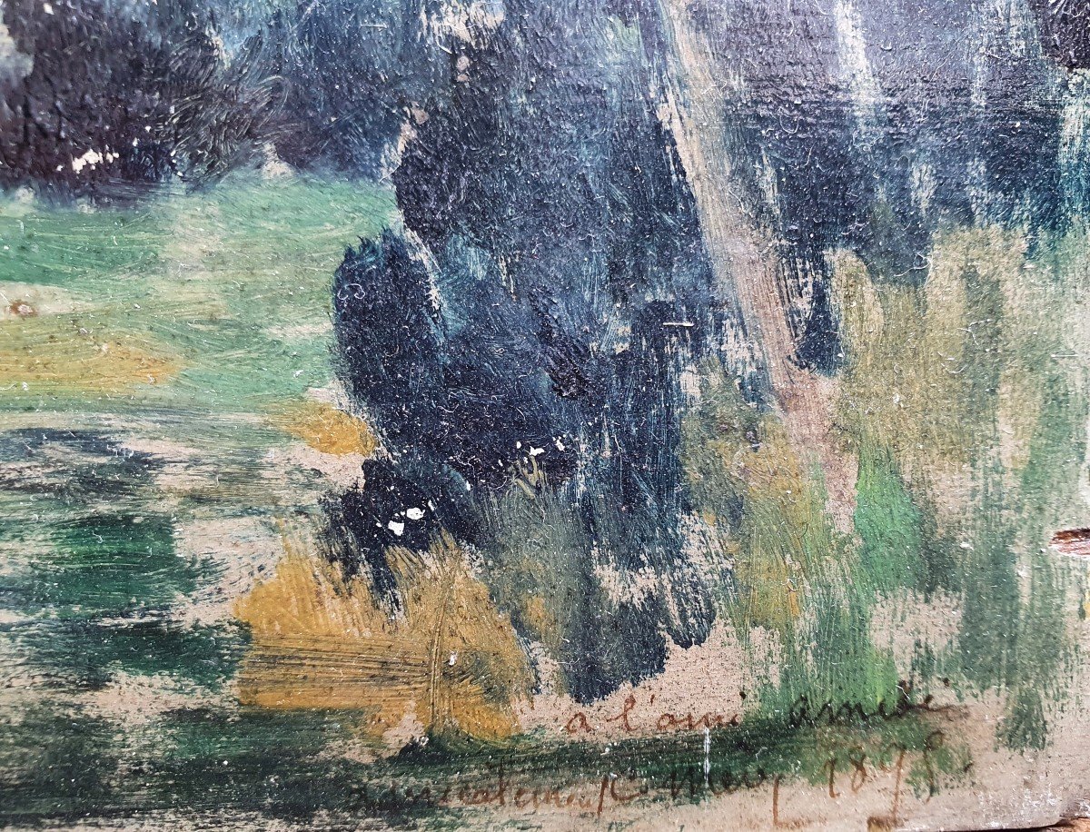 Charles Léon Méry Paysage Au Clair De Lune 1895 Huile Sur Panneau-photo-4