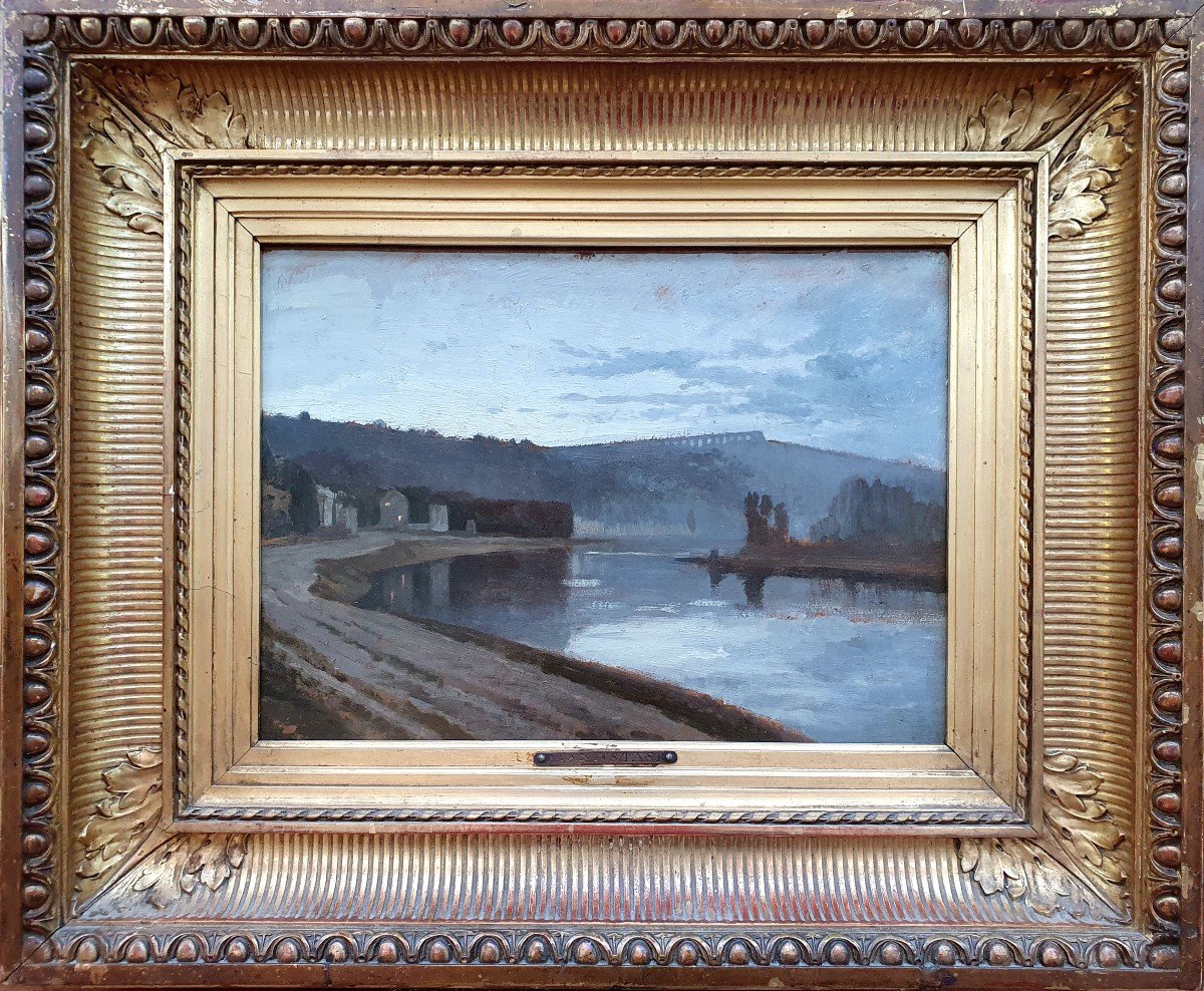 Auguste Anastasi Bougival l'Hiver Aqueduc De Louveciennes Marly Huile Sur Papier 1853-photo-2