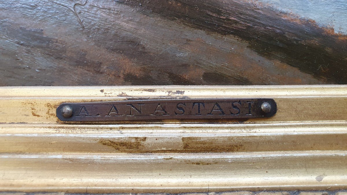 Auguste Anastasi Bougival l'Hiver Aqueduc De Louveciennes Marly Huile Sur Papier 1853-photo-4