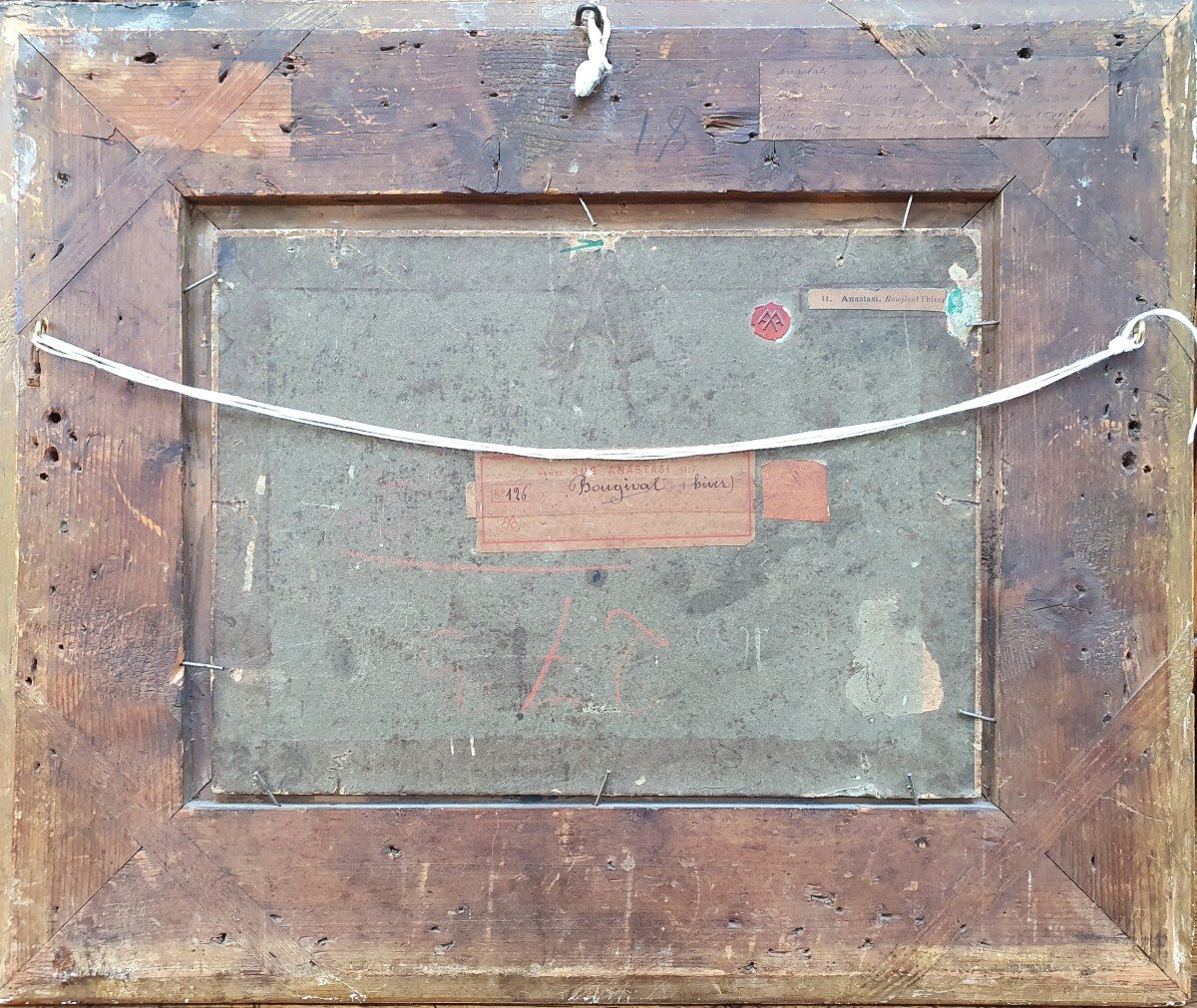 Auguste Anastasi Bougival l'Hiver Aqueduc De Louveciennes Marly Huile Sur Papier 1853-photo-1