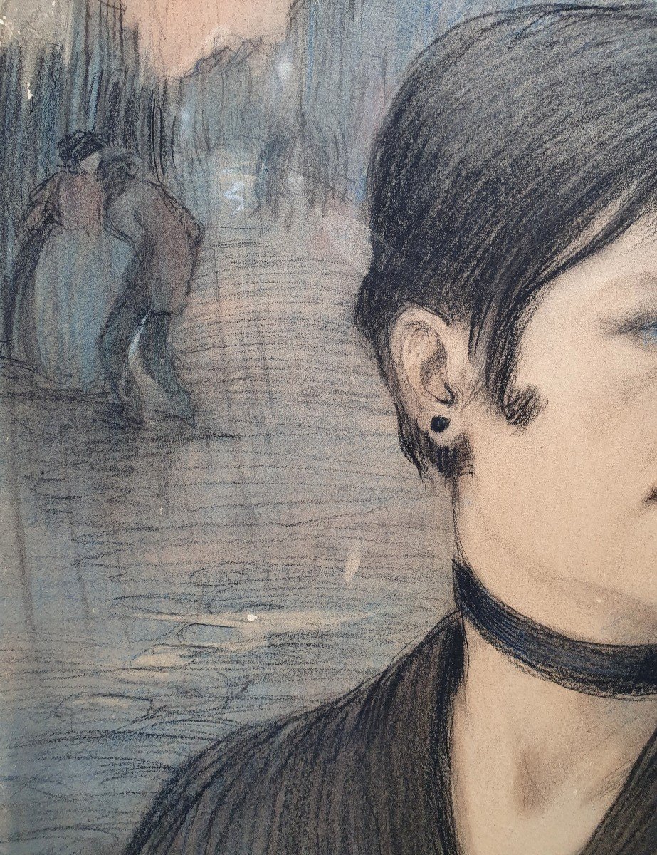 Luc Lafnet La Prostitution Pastel 1918 Liège Artiste Belge -photo-4