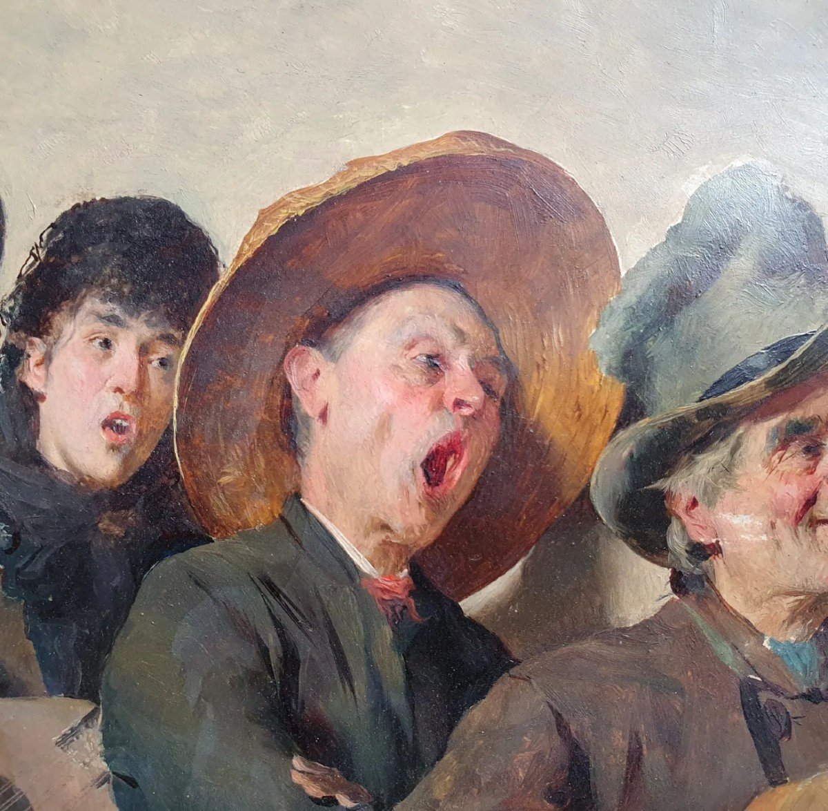 Pompeo Massani Street Singers Oil On Skin-photo-1