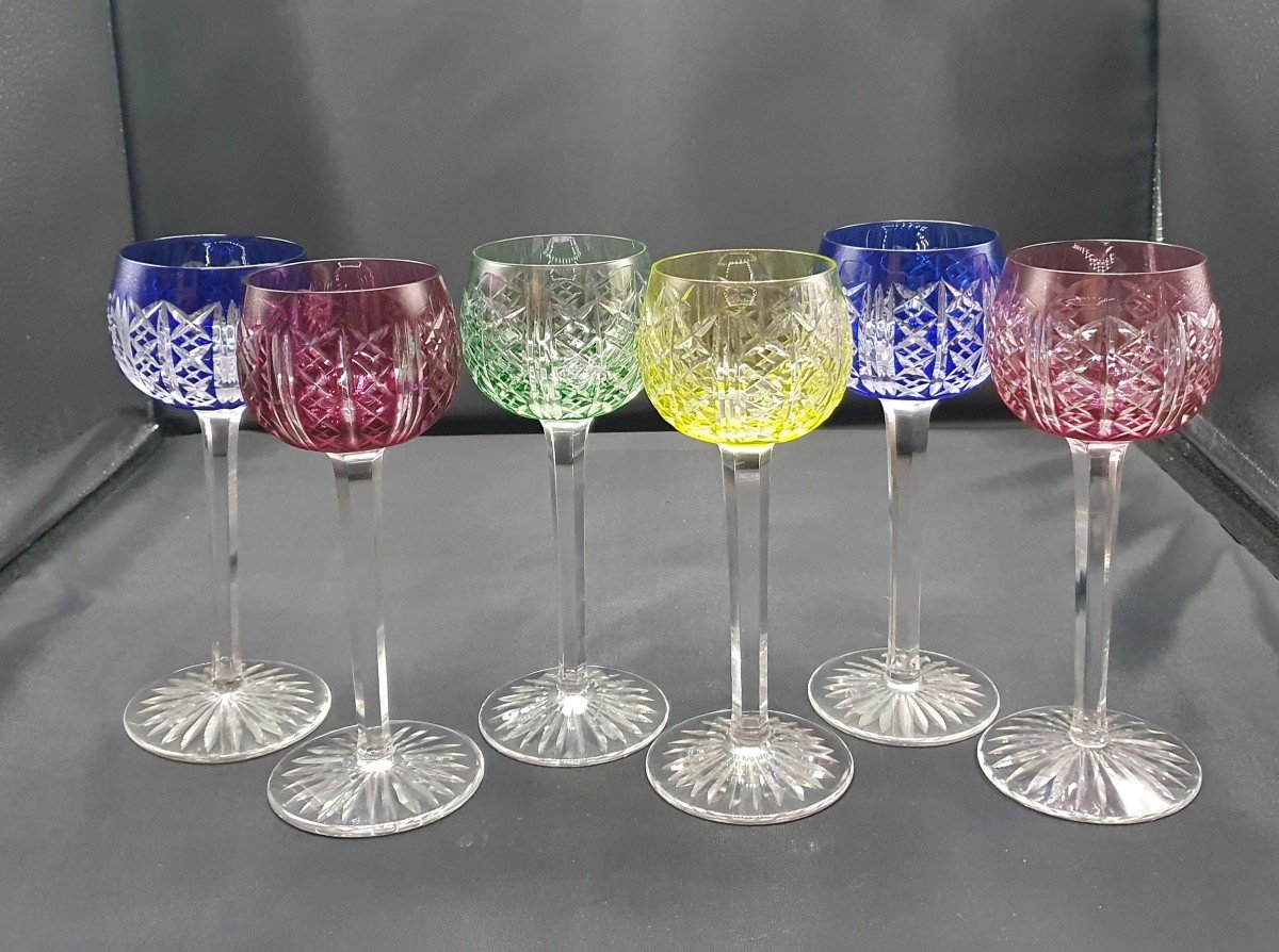6 Verres à Vin Saint-louis Modèle Riesling Rhin Roemer  Décor Taillé