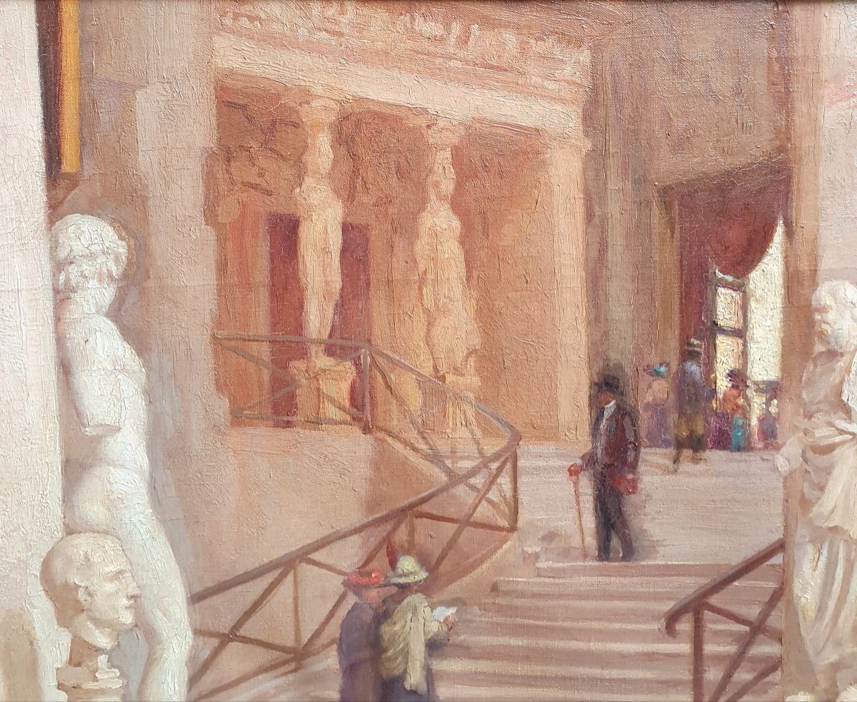 Interior Of The Louvre Museum, The Daru Staircase, Oil On Canvas, Circa 1900, Paris-photo-1