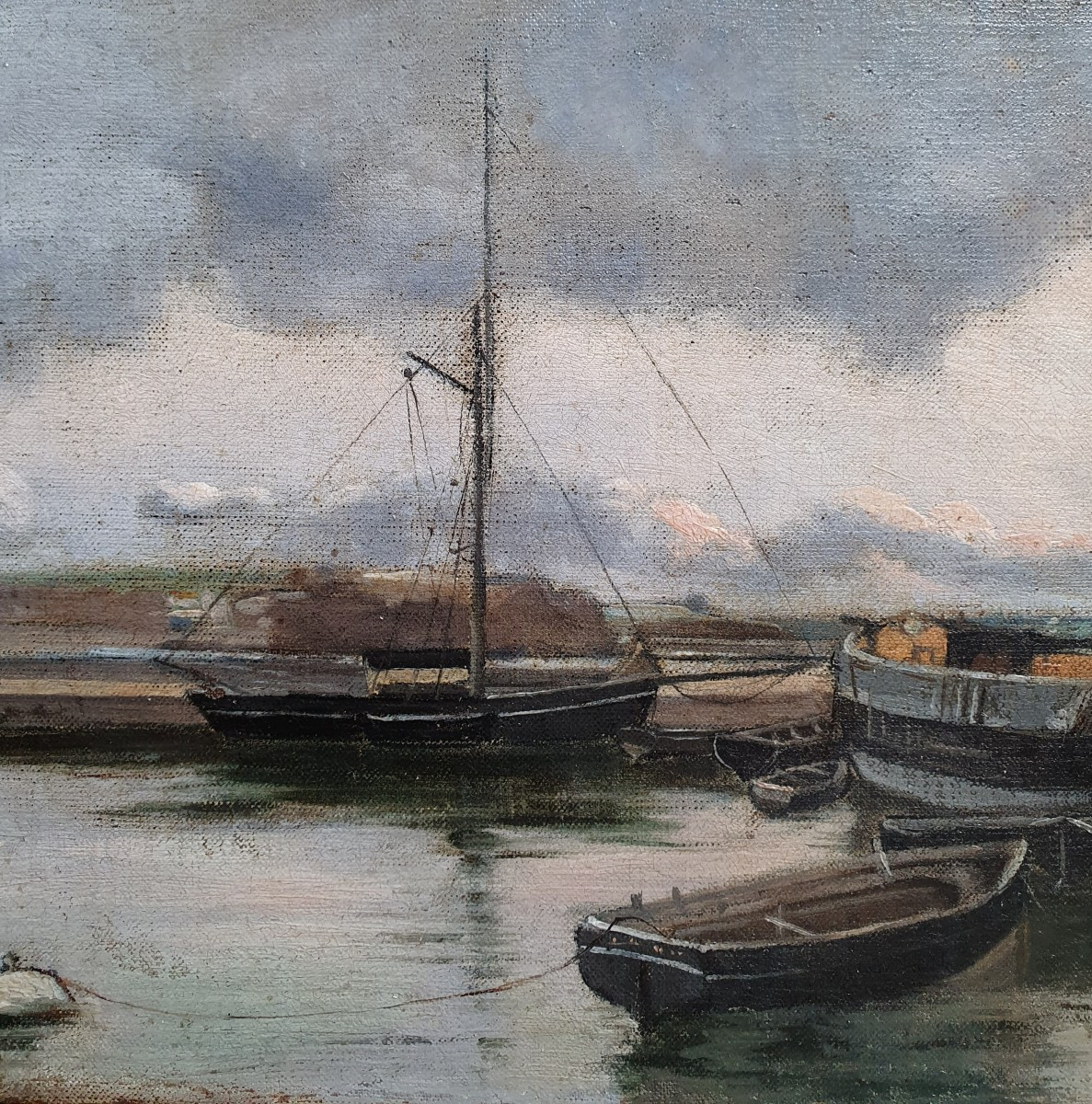 Attribuée à Paul Lazerges Paire De Marines Huile Sur Toile Bord De Mer Fin Du XIXème Siècle-photo-4