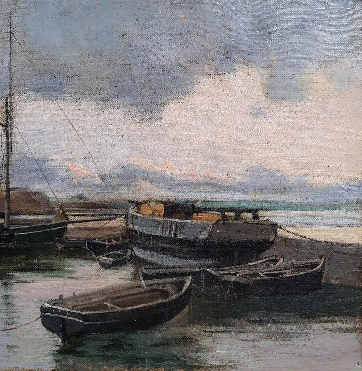 Attribuée à Paul Lazerges Paire De Marines Huile Sur Toile Bord De Mer Fin Du XIXème Siècle-photo-5