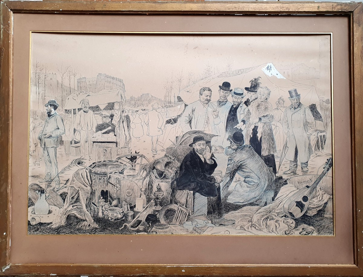 Oswald Heidbrinck Drawing The Scrap Metal Fair Bd Richard Lenoir 11th Arrondissement Paris-photo-2