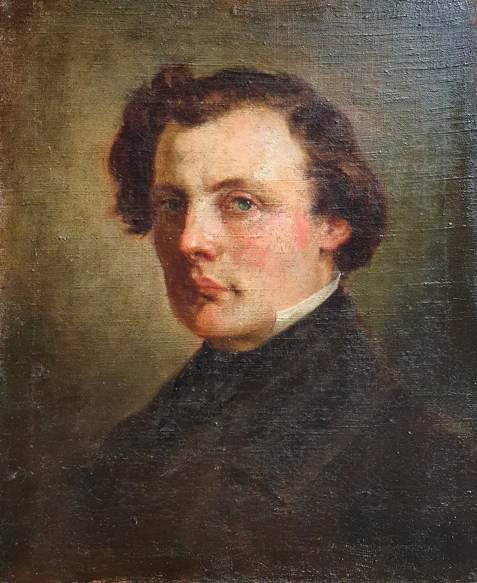 Portrait Of A Dandy, Oil On Canvas, French School, 19th Century-photo-2