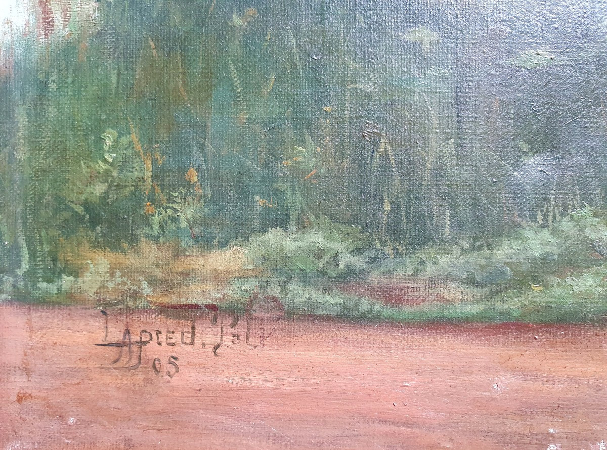 Animated Landscape In Brazil? Oil On Canvas 1905 Signed Lapied -photo-2