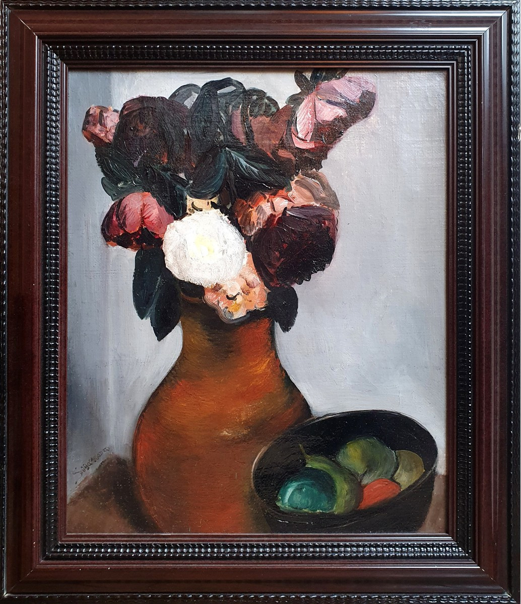 Jacinto Salvadó Still Life With Fruit And Vase Of Flowers Derain Picasso Spanish Artist-photo-2