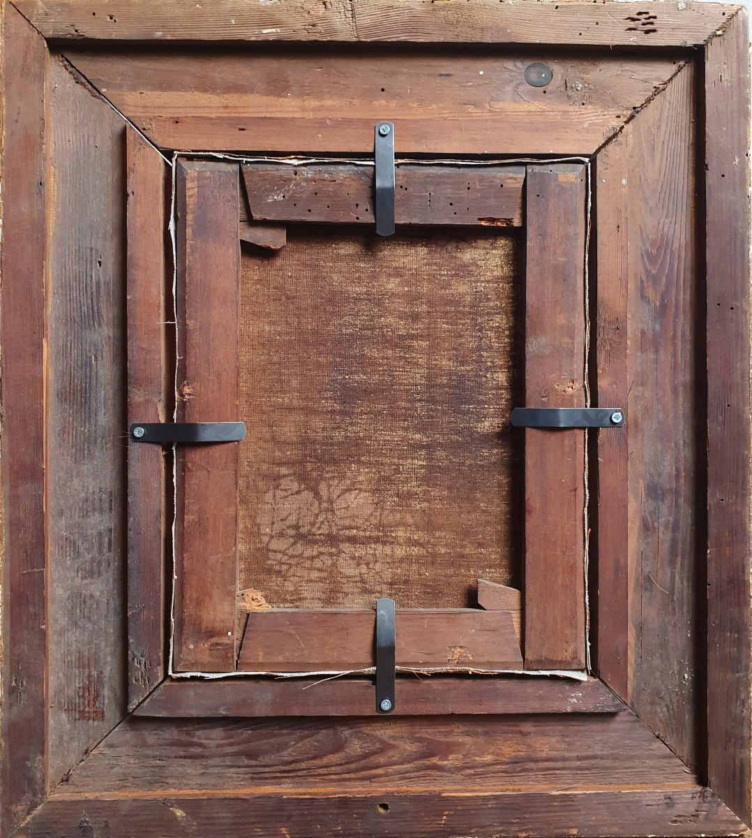 Esquisse scène de croisade huile toile XIXème-photo-3